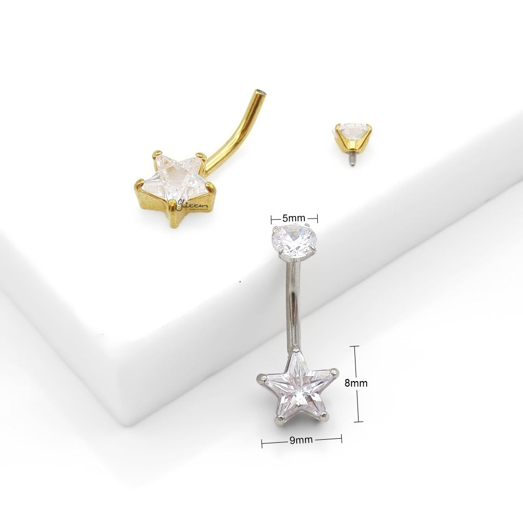 Star CZ Belly Button Navel Ring - Gold