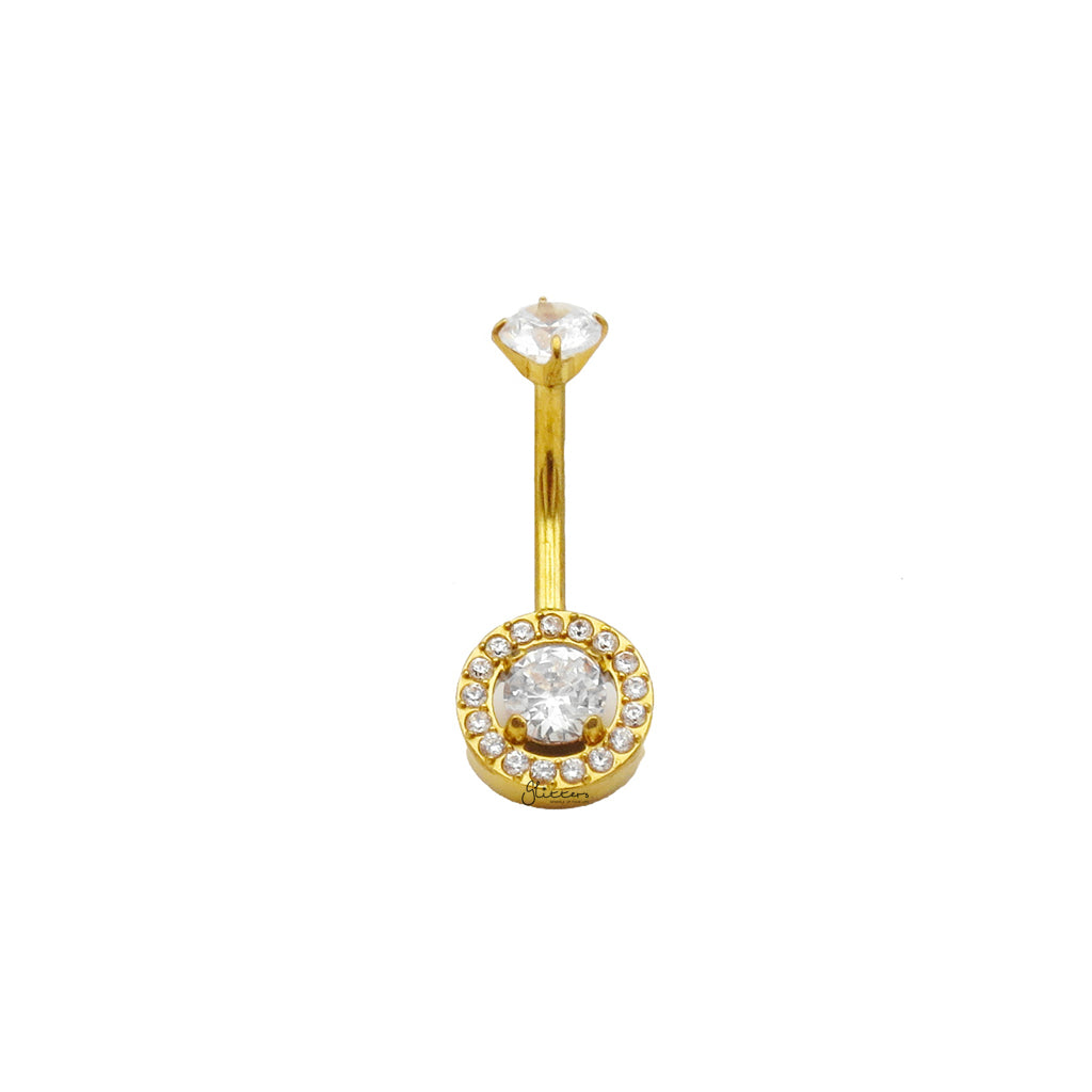 Halo Round CZ Belly Button Navel Ring-Belly Rings-2-Glitters