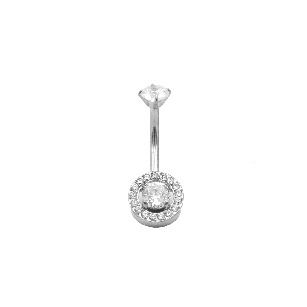Halo Round CZ Belly Button Navel Ring-Belly Rings-1-Glitters