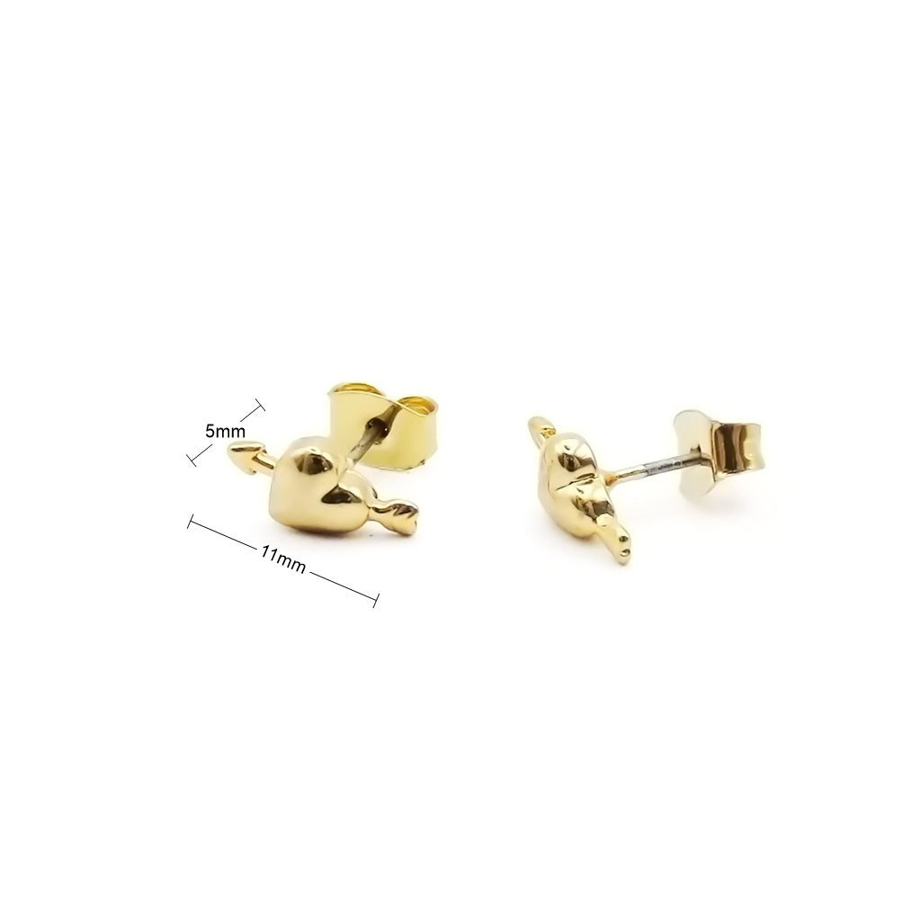 Cupid Arrow Heart Stud Earrings