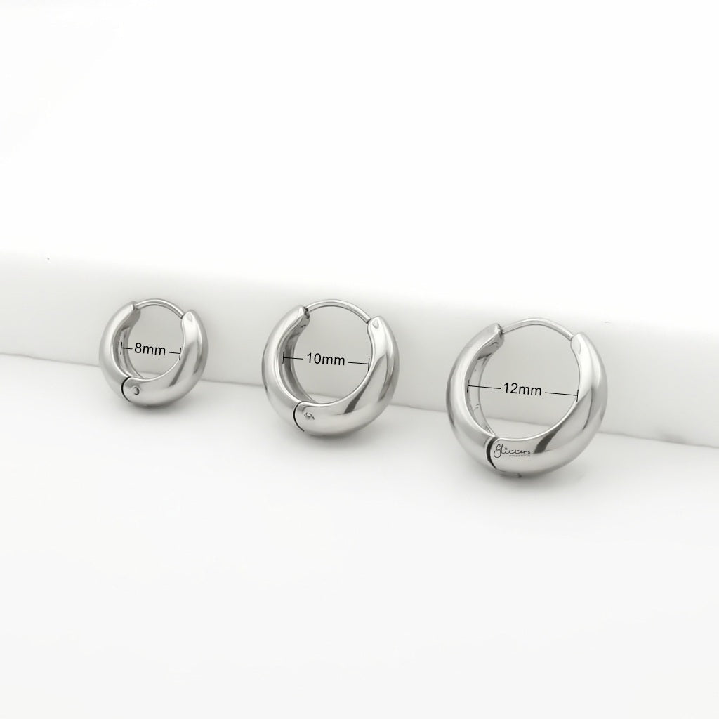 Stainless Steel Tapered Huggie Hoop Earrings - Silver-Earrings-3-Glitters