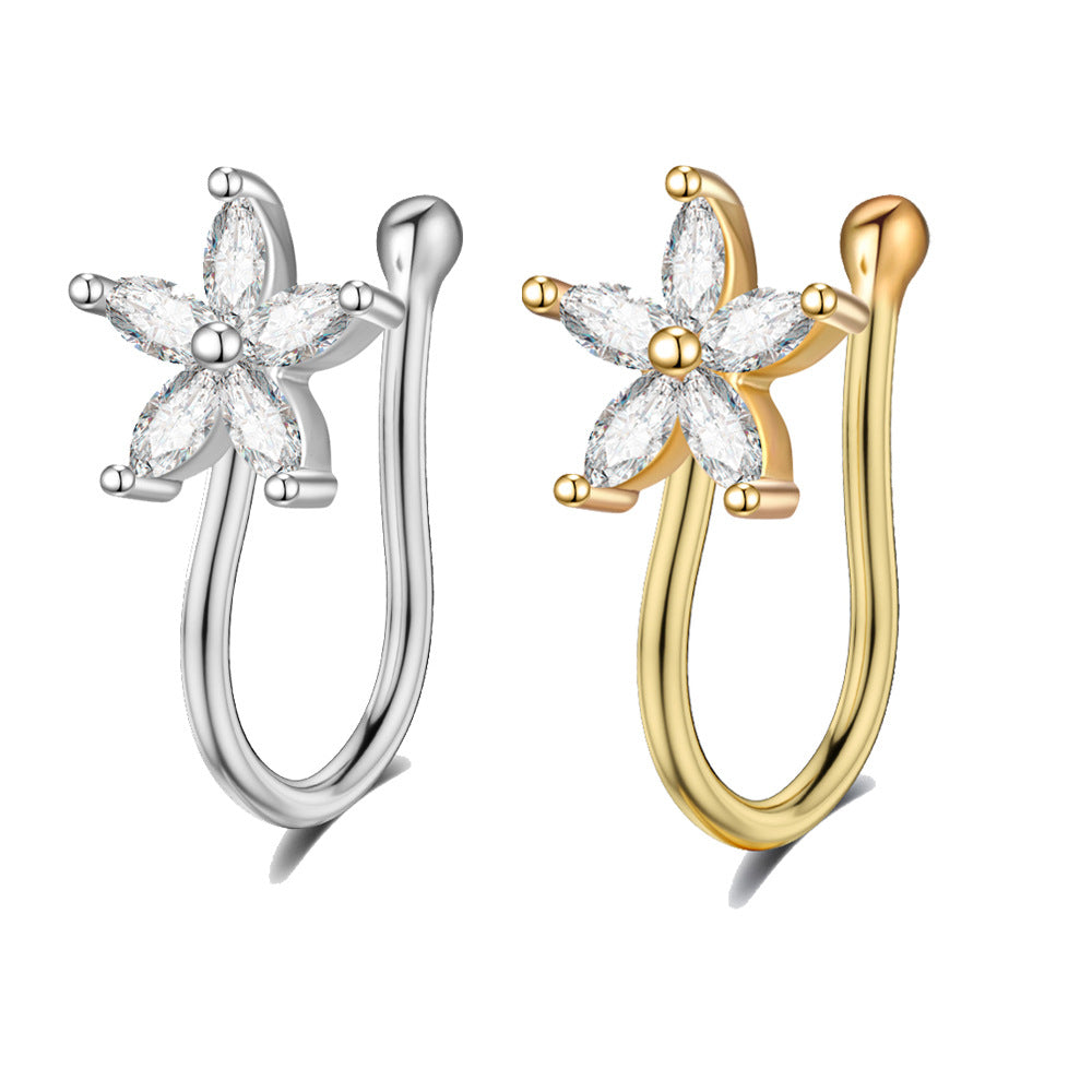Flower Non Piercing Fake Nose Ring-Non Piercing-1-Glitters