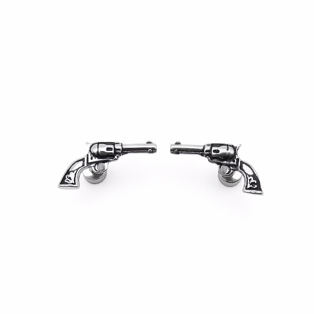 Stainless Steel Gun Revolver Fake Plug Earring