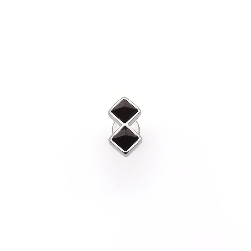 Stainless Steel Double Diamond Geometric Fake Plug Earring-Fake Plugs-1-Glitters