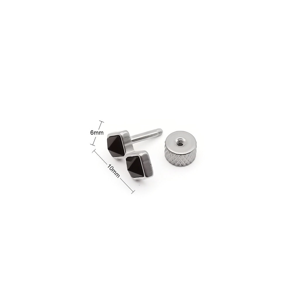 Stainless Steel Double Diamond Geometric Fake Plug Earring-Fake Plugs-3-Glitters