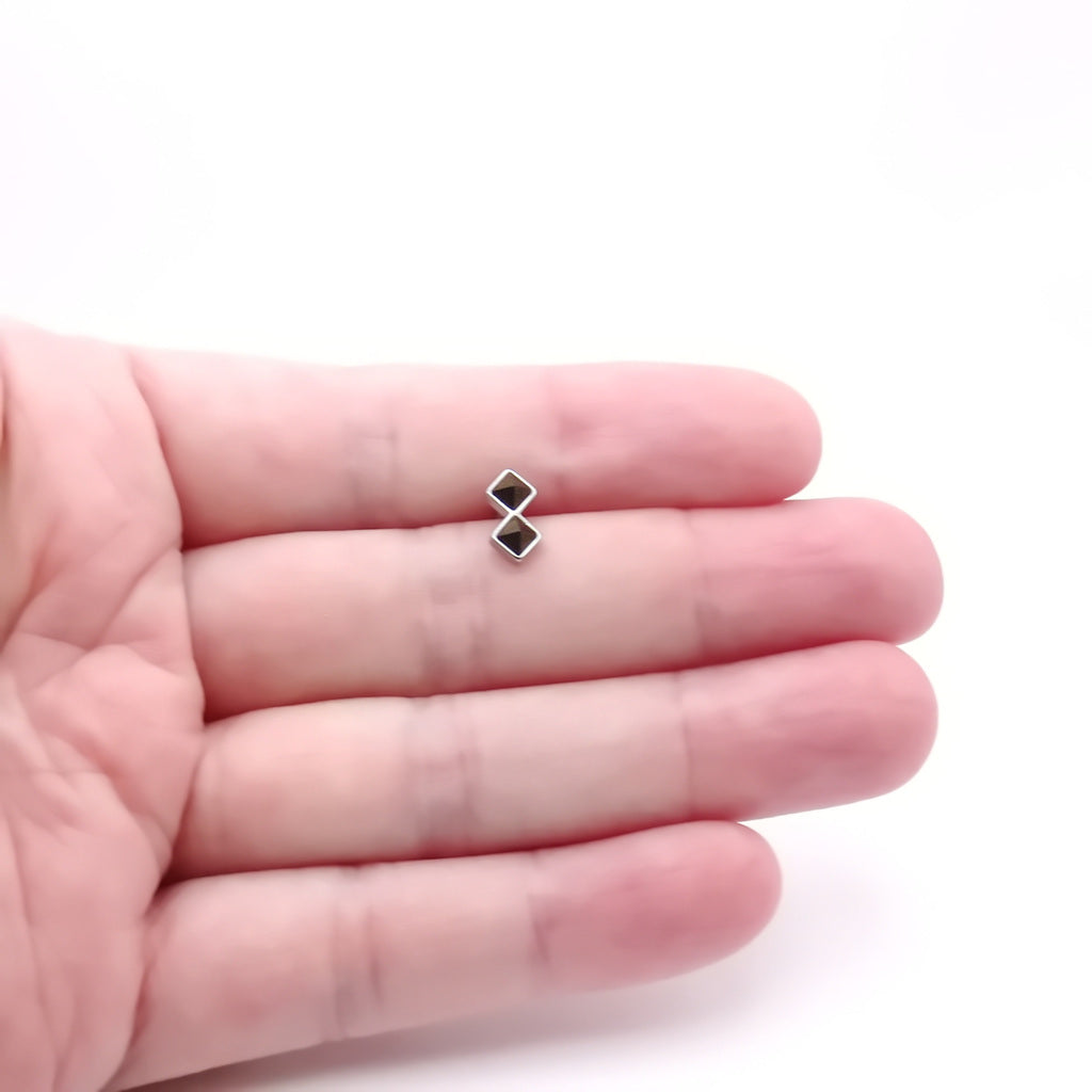 Stainless Steel Double Diamond Geometric Fake Plug Earring-Fake Plugs-4-Glitters