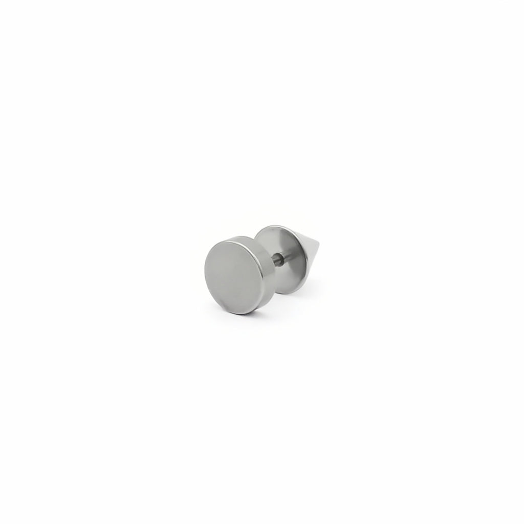 Stainless Steel Round Spike Back Fake Plug Earring