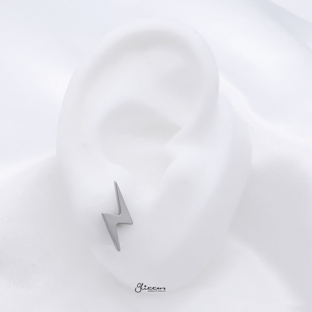 Stainless Steel Lightning Bolt Fake Plug - Silver-Fake Plugs-2-Glitters