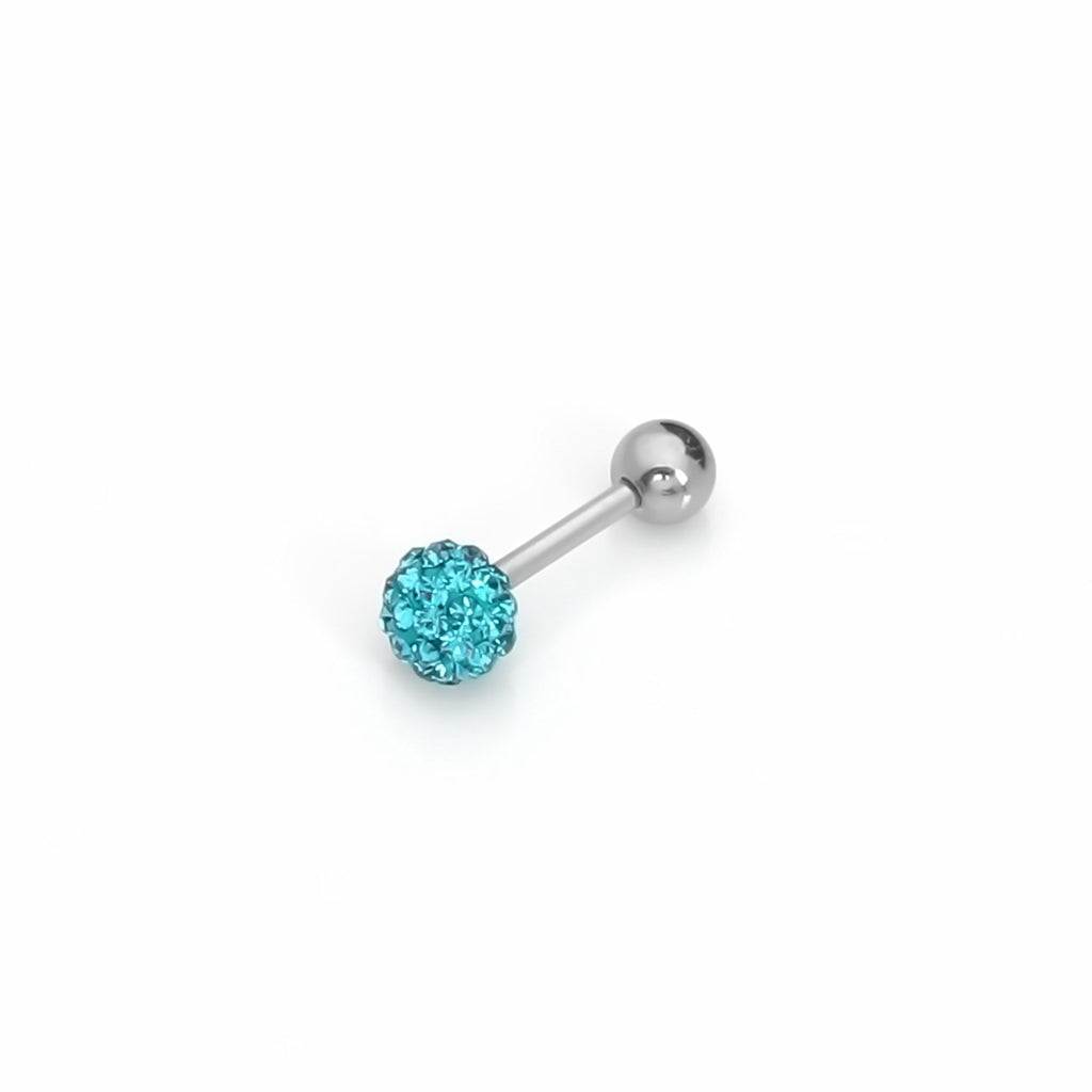 Ferido Crystal Disco Ball Top Tragus Barbell - Green-Tragus | Cartilage | Daith | Conch-1-Glitters