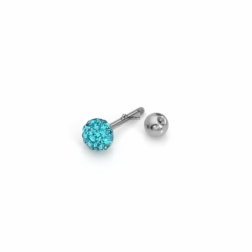 Ferido Crystal Disco Ball Top Tragus Barbell - Green-Tragus | Cartilage | Daith | Conch-2-Glitters