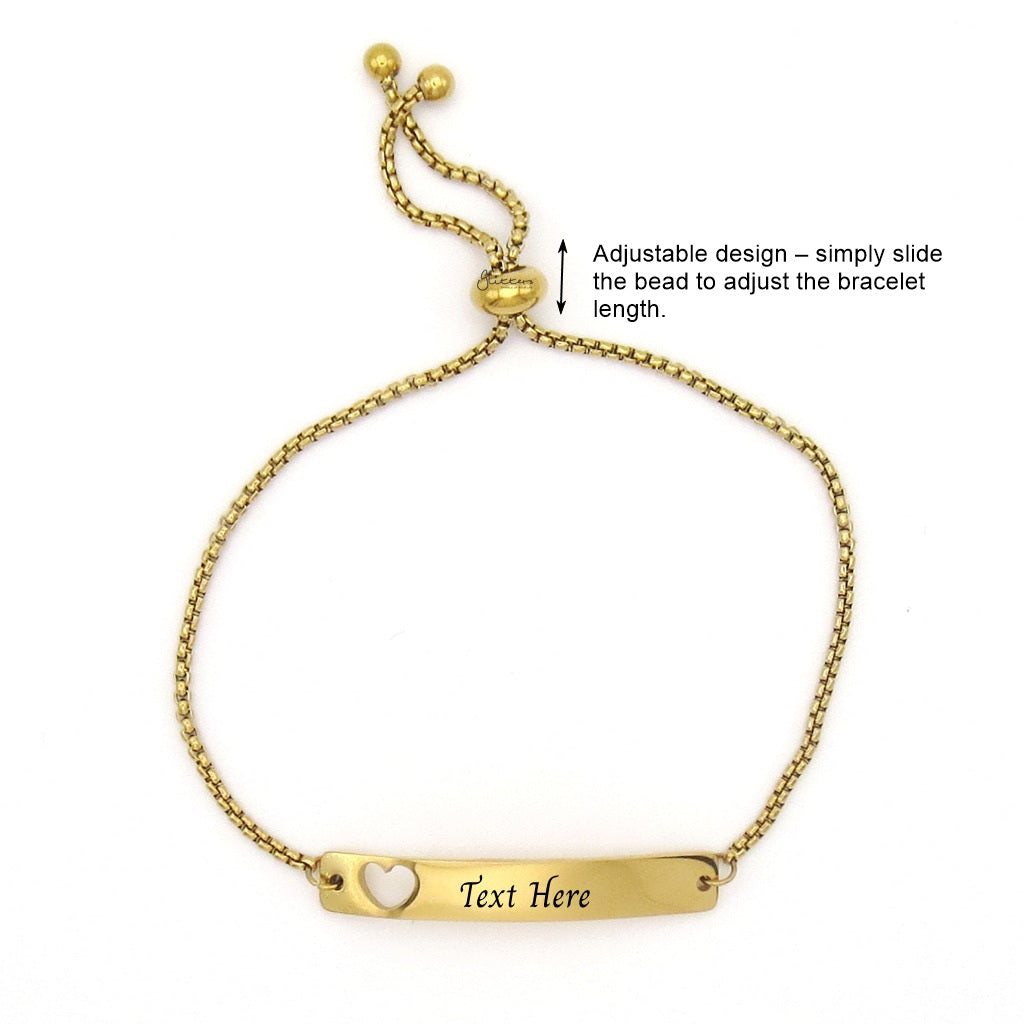 Personalised Heart Cut-Out Link Bar Bracelet-Stainless Steel Bracelets-4-Glitters