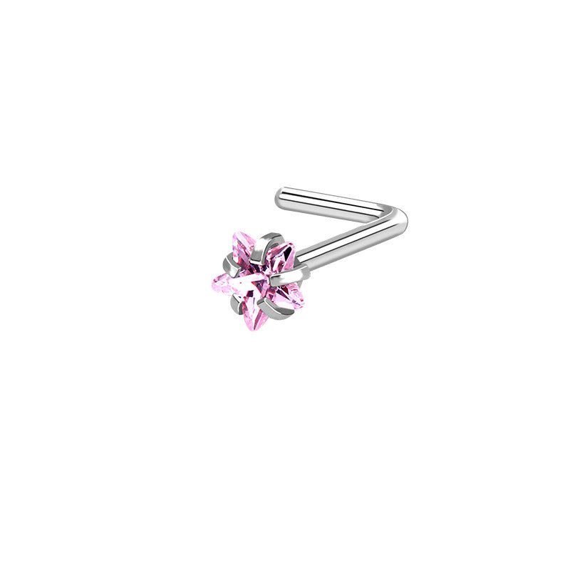 3mm Star C.Z L Bend Nose Stud