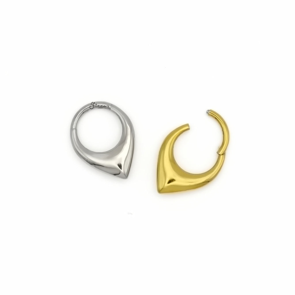 Titanium Teardrop Hinged Segment Hoop Ring - Gold-Septum Rings-4-Glitters