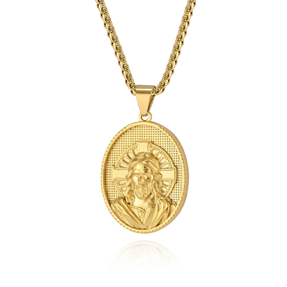 Stainless Steel Jesus Pendant - Gold-Pendants-3-Glitters