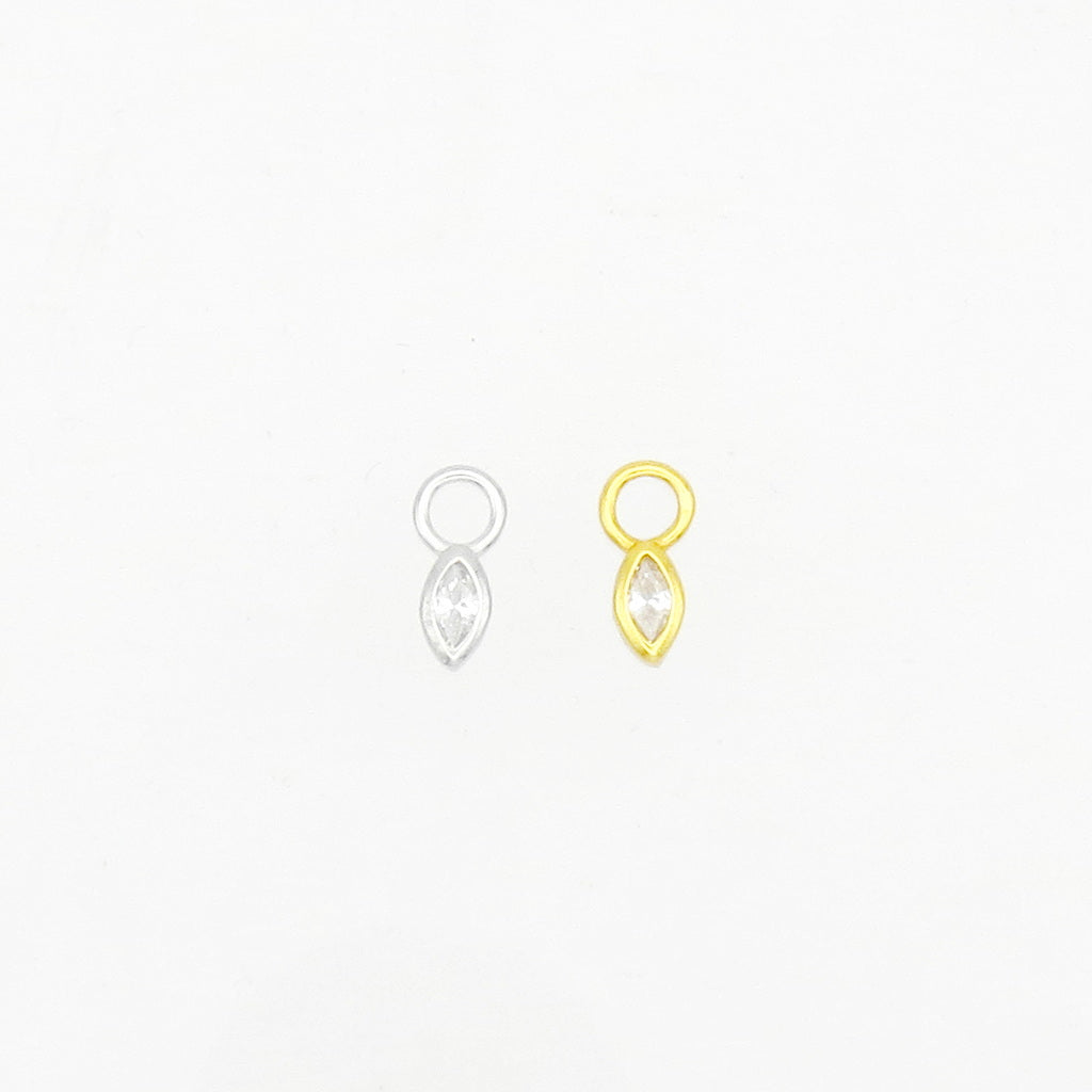 925 Sterling Silver Marquise CZ Hoop Earring Dangle Charm