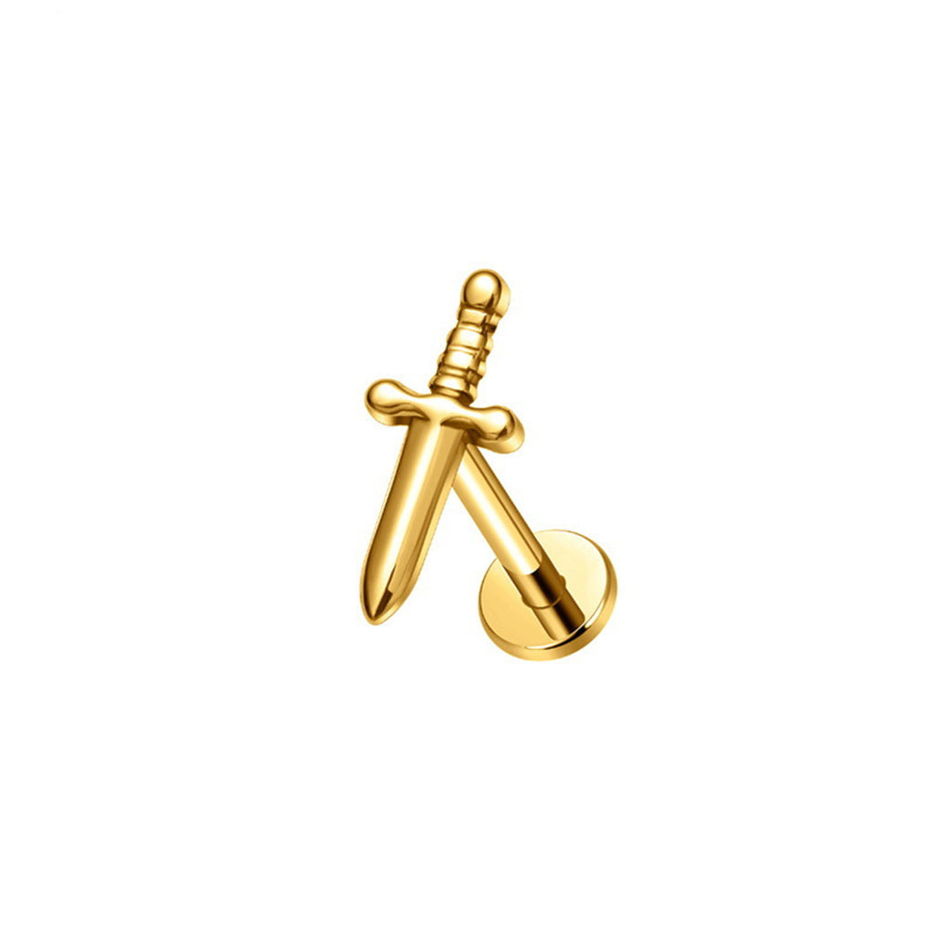 Titanium Dagger Top Internally Threaded Flat Back Stud Earring-Tragus | Cartilage | Daith | Conch-4-Glitters