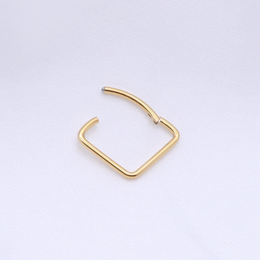 Titanium Wide Chevron Hinged Segment Hoop Ring - Gold-Septum Rings-3-Glitters