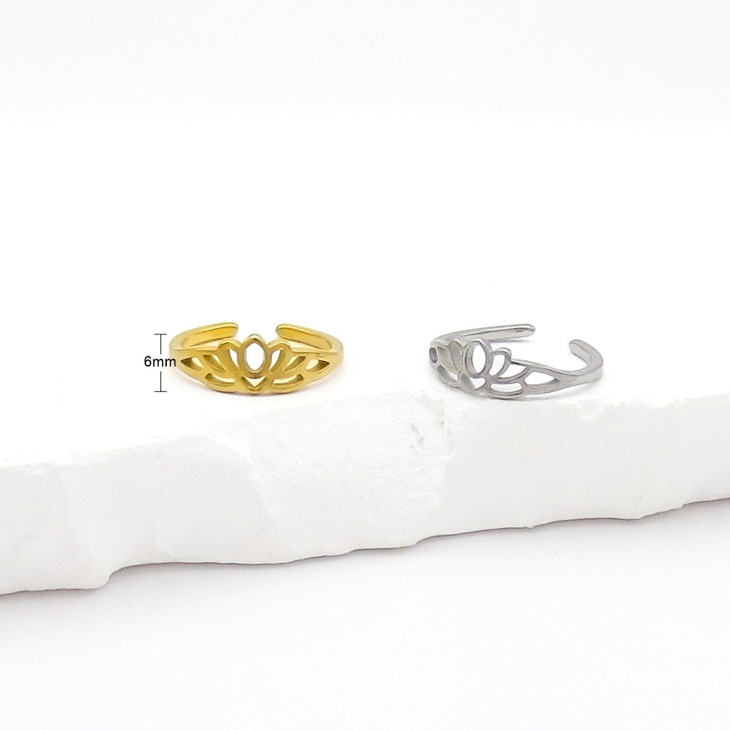 Stainless Steel Lotus Flower Band Toe Ring-Toe Ring-2-Glitters