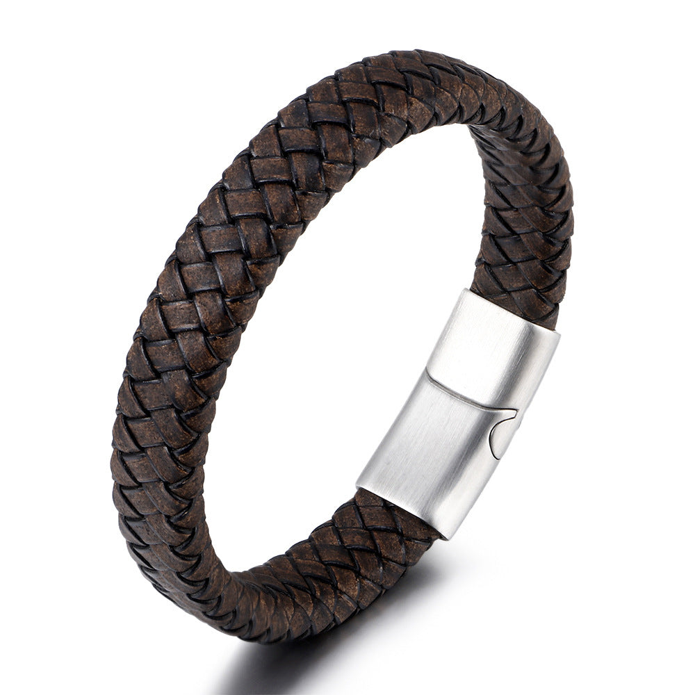 Classic Brown Braided Leather Bracelet-Leather Bracelets-1-Glitters