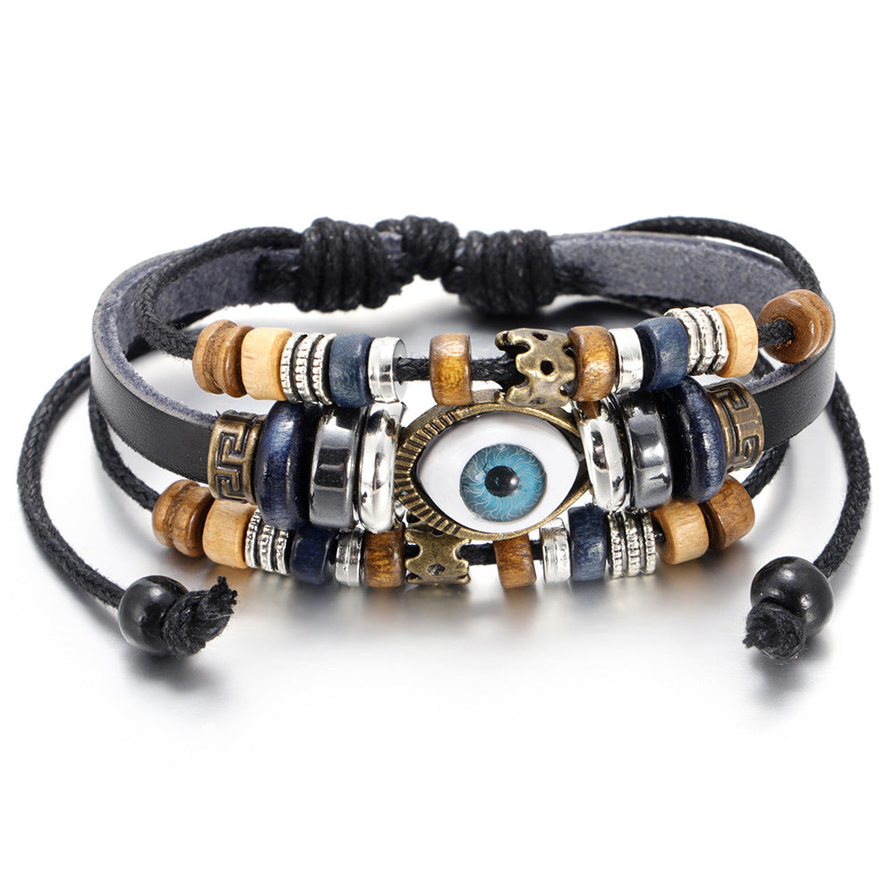 Evil Eye Multilayer Leather Bracelet-Leather Bracelets-1-Glitters