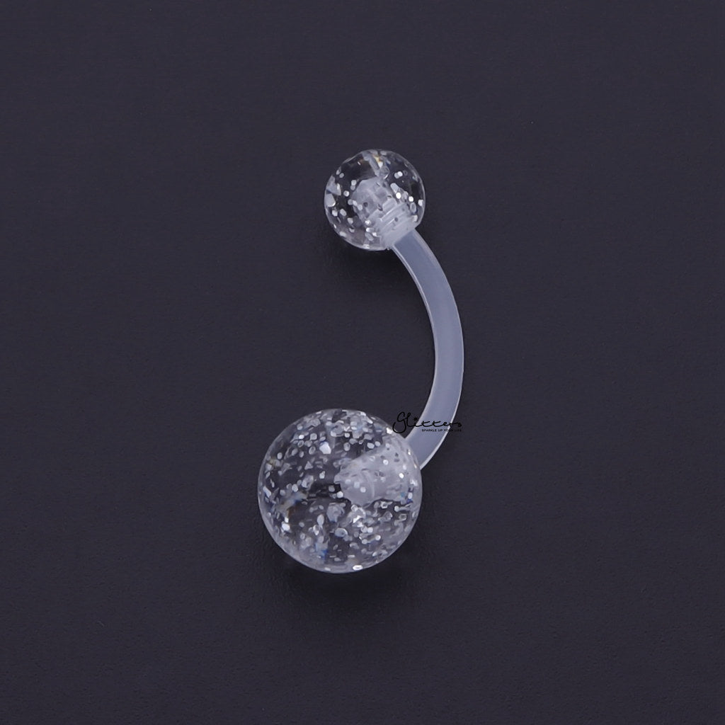 Glitters Acrylic Balls Belly Button Ring - Clear-Belly Rings-2-Glitters