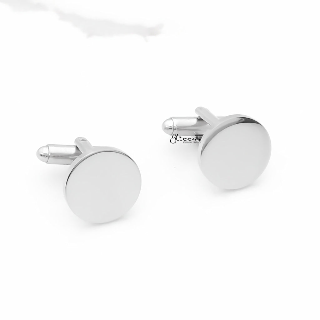 Stainless Steel Round Cufflinks-Cufflinks-3-Glitters