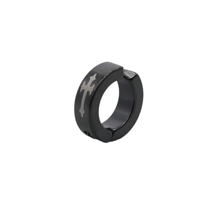 Stainless Steel Clip On Cross Hoop Earrings-Non Piercing-2-Glitters