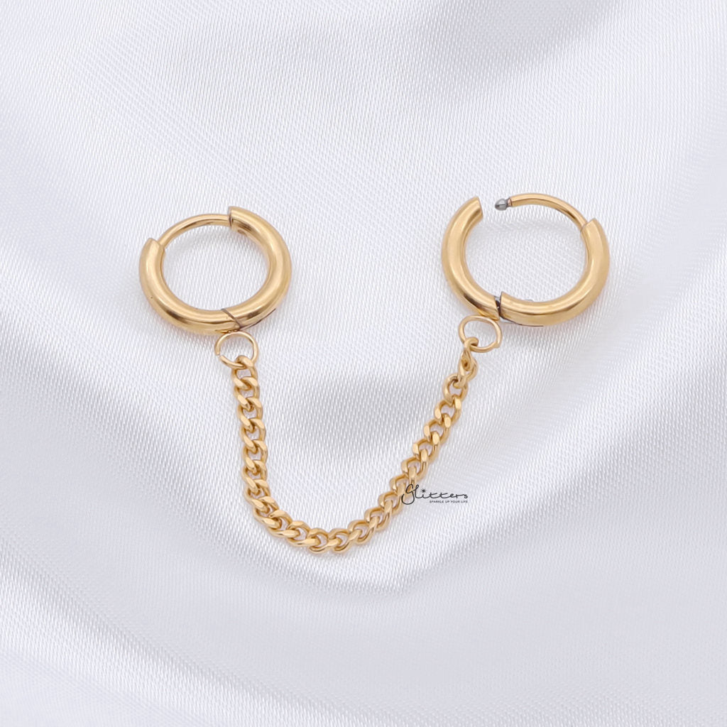 Chain Linked Round Clicker Ear Hoops - Gold-Ear Chains-2-Glitters