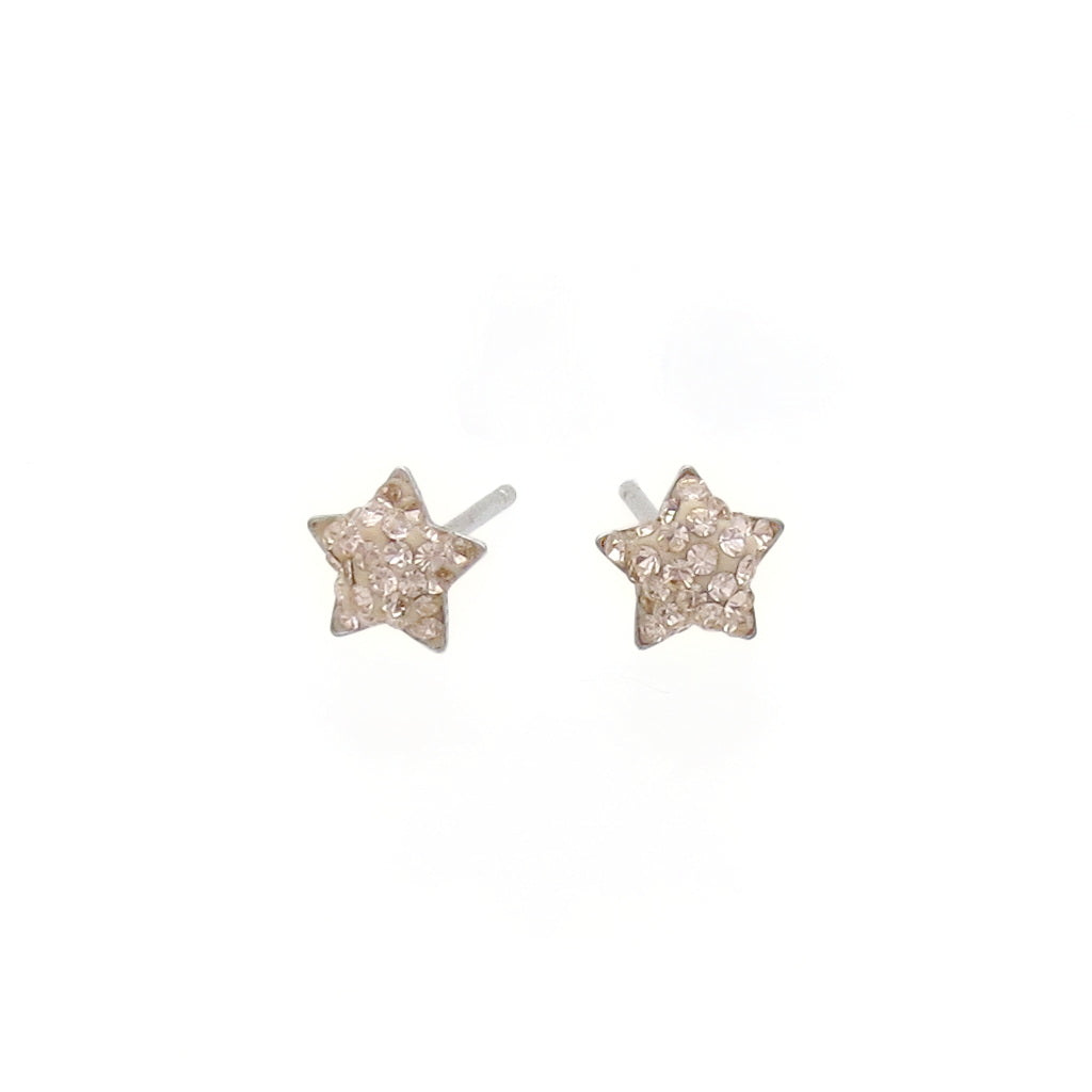 Sterling Silver Pave Crystal Star Stud Earrings