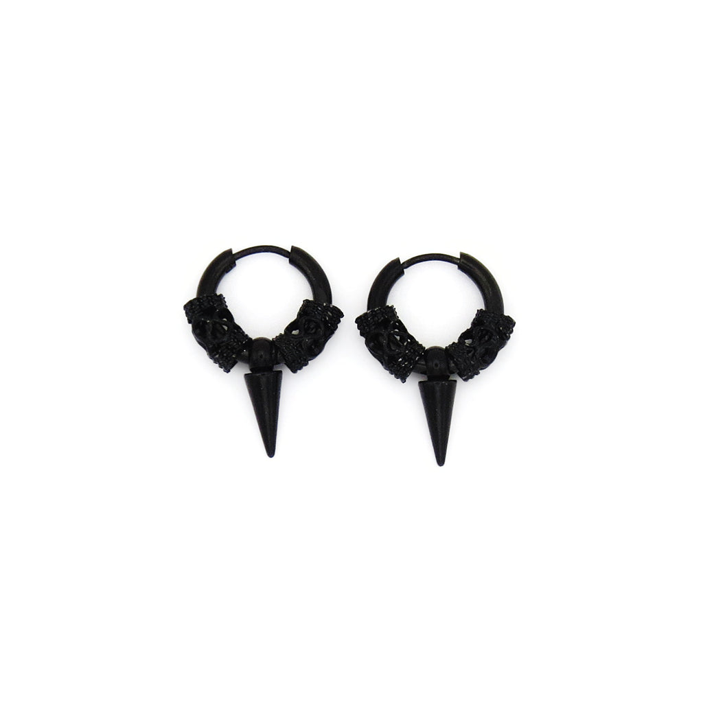 Stainless Steel Tibetan Style Spike Clicke Hoop Earrings-Earrings-1-Glitters