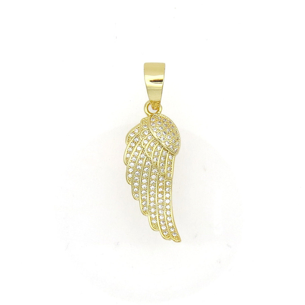 Iced Out Angel Wing Pendant - Gold-Ice Out Pendants-1-Glitters