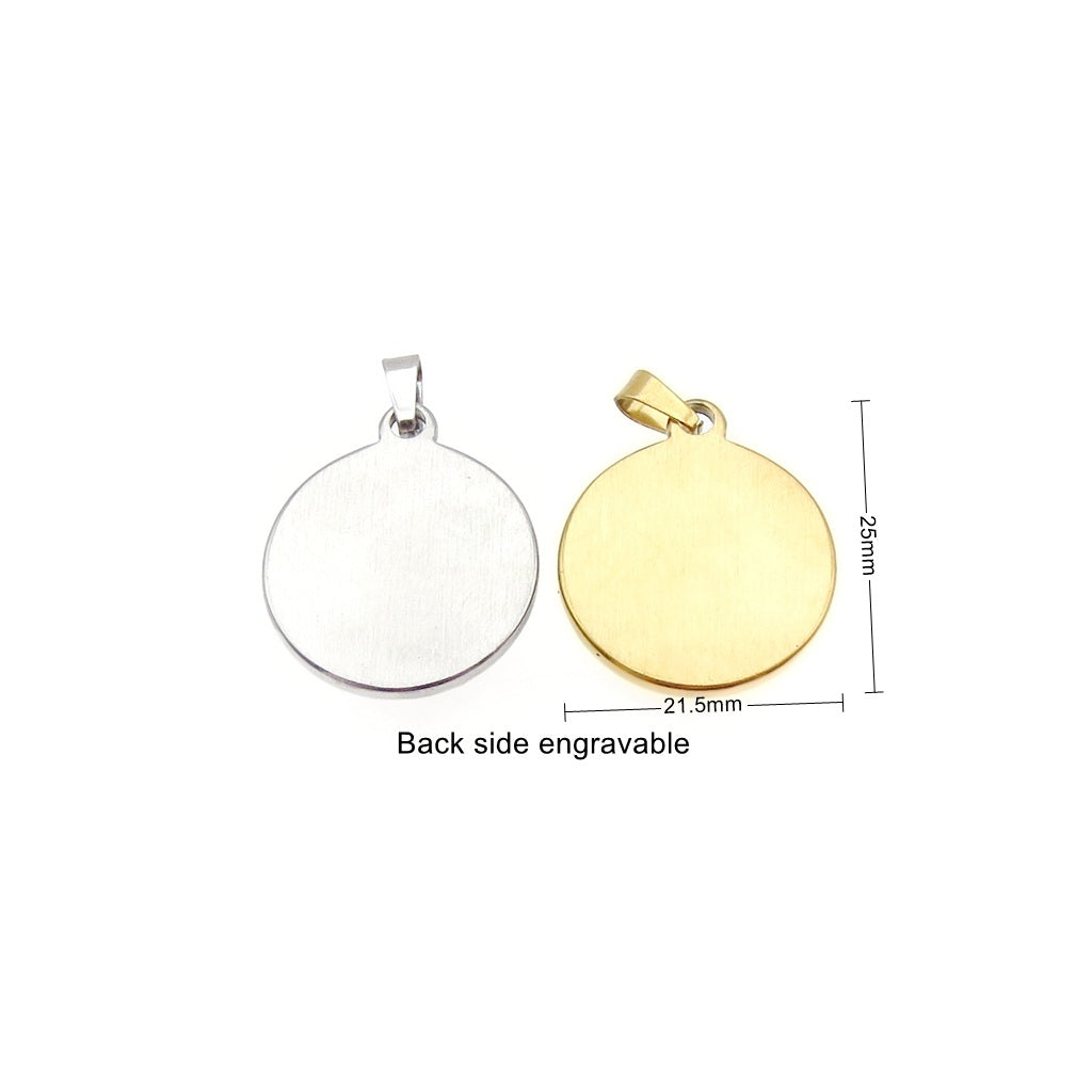 Stainless Steel Compass Rose Coin Pendant