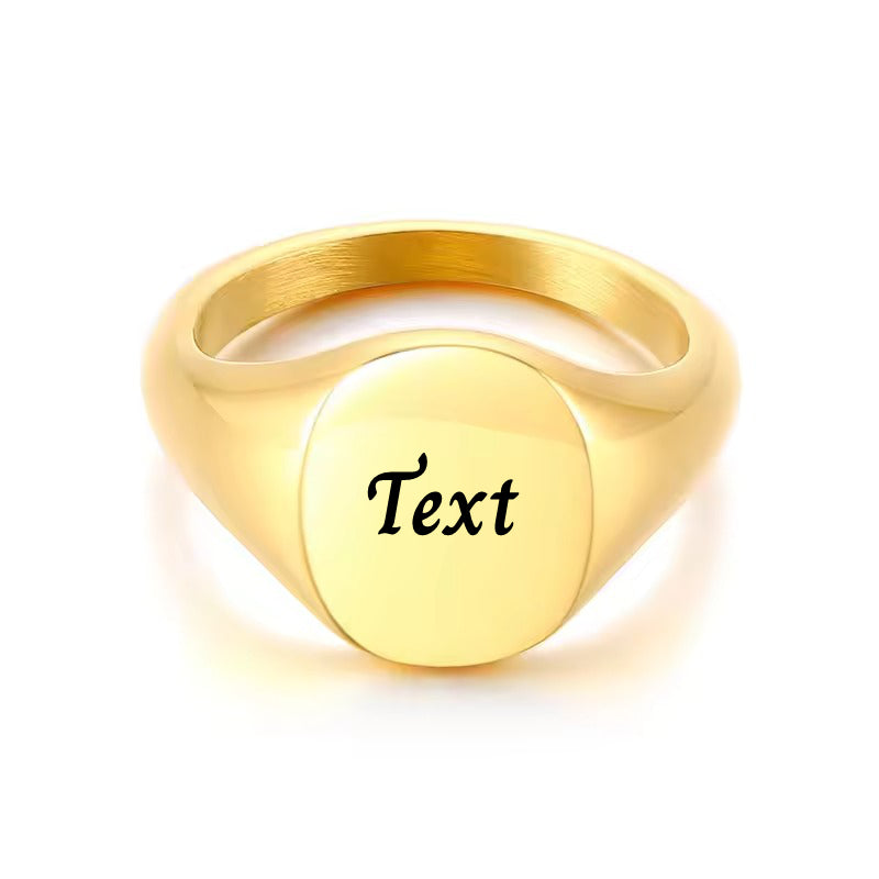 Personalised Stainless Steel Oval Signet Blank Plain Ring-Stainless Steel Rings-2-Glitters
