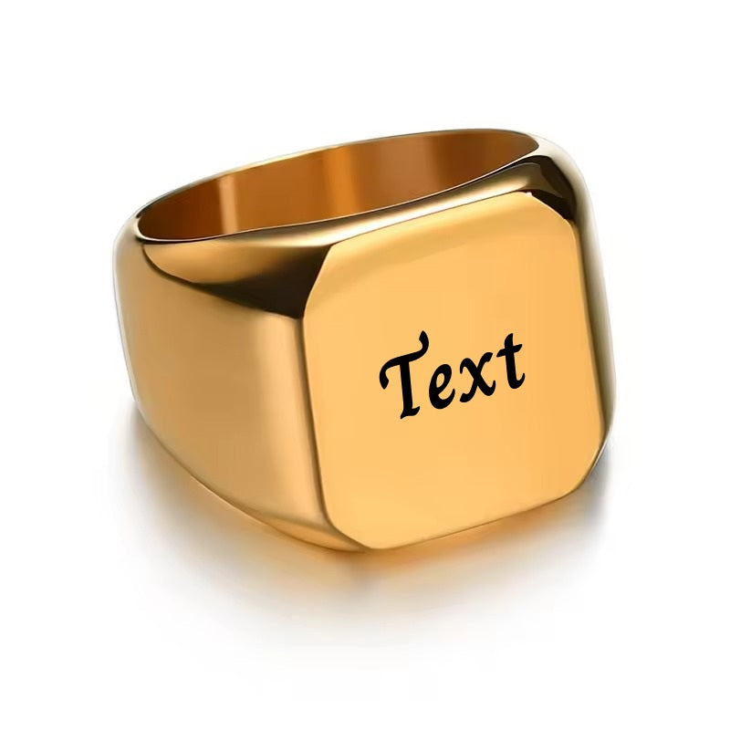 Personalised Stainless Steel Square Shape Ring-Stainless Steel Rings-2-Glitters
