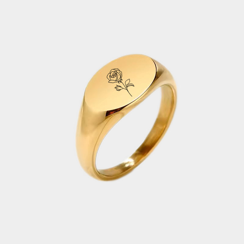 Personalised Stainless Steel Oval Signet Ring-Stainless Steel Rings-3-Glitters