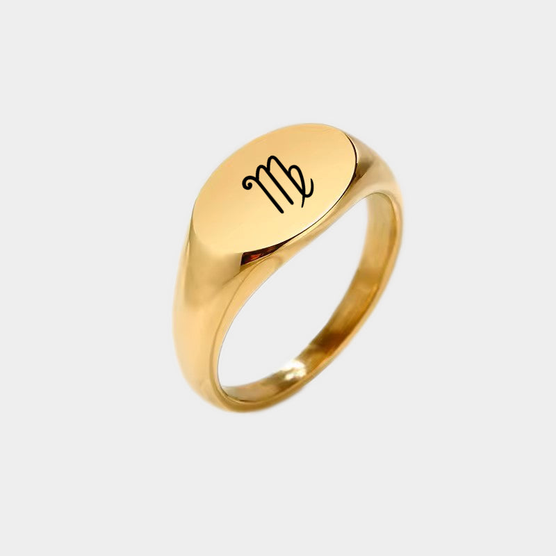 Personalised Stainless Steel Oval Signet Ring-Stainless Steel Rings-5-Glitters