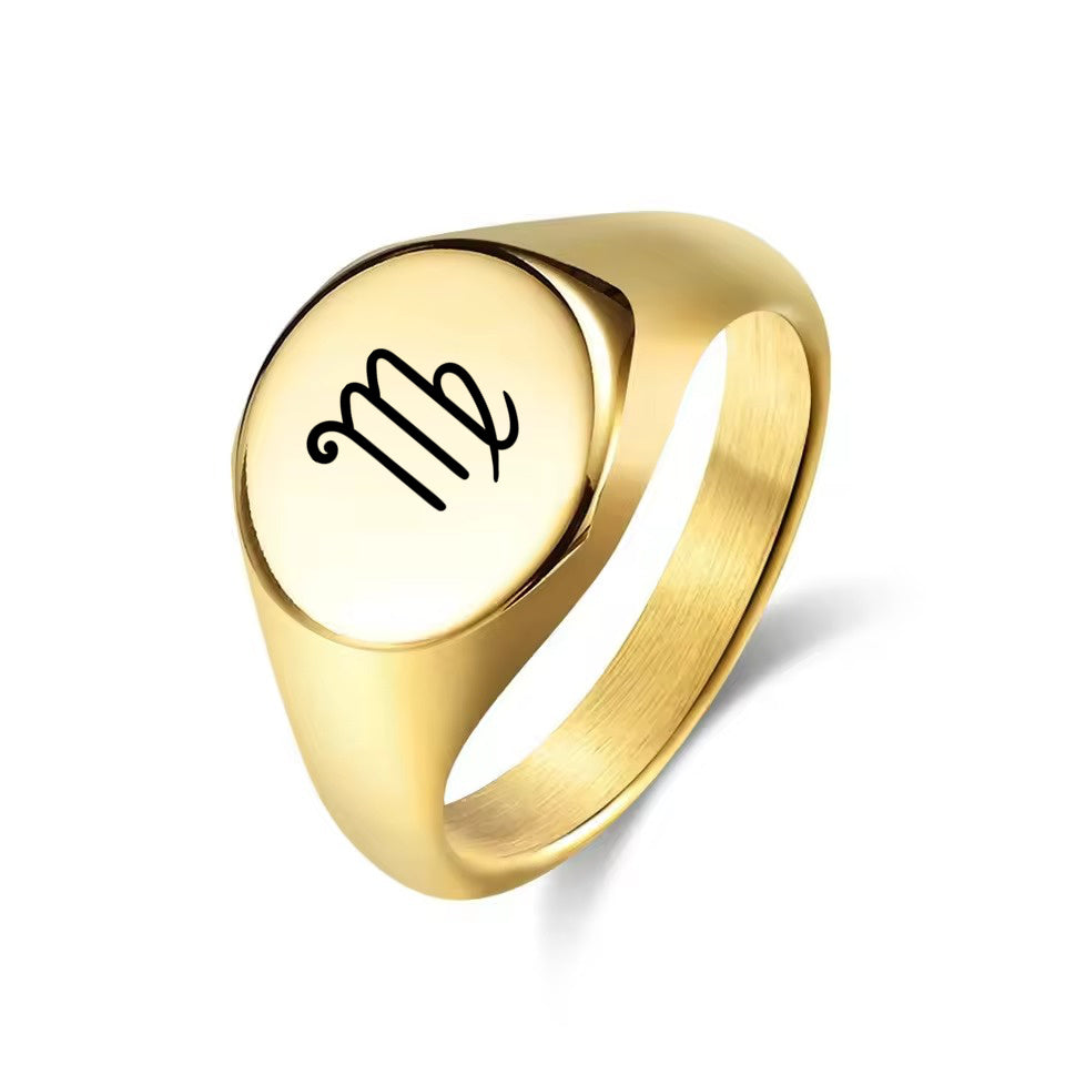 Personalised Stainless Steel Round Signet Ring-Stainless Steel Rings-3-Glitters