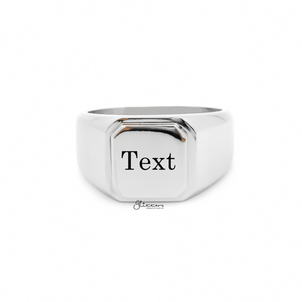 Personalised Stainless Steel Square Flat Top Signet Rings-Stainless Steel Rings-1-Glitters