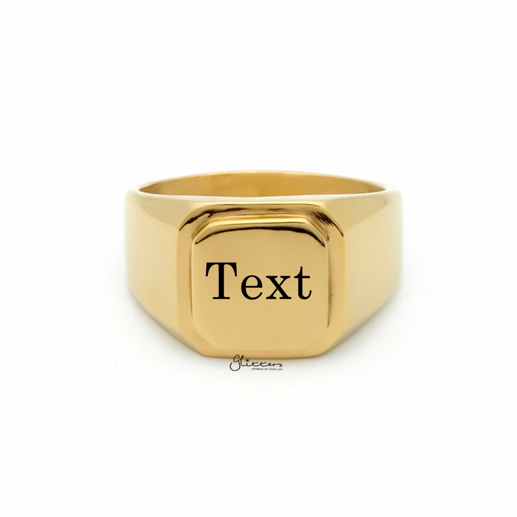 Personalised Stainless Steel Square Flat Top Signet Rings-Stainless Steel Rings-2-Glitters