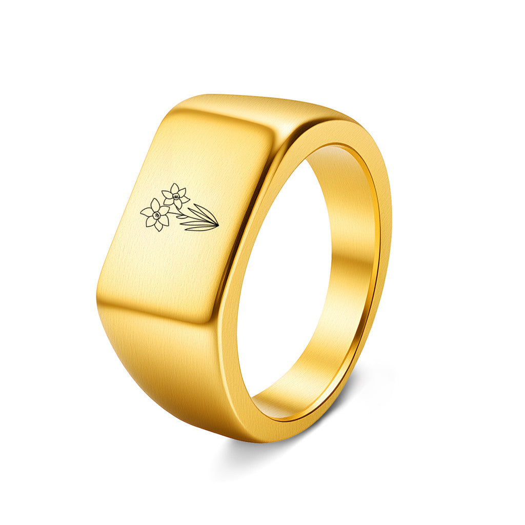 Personalised Stainless Steel Geometric Signet Rings-Stainless Steel Rings-5-Glitters