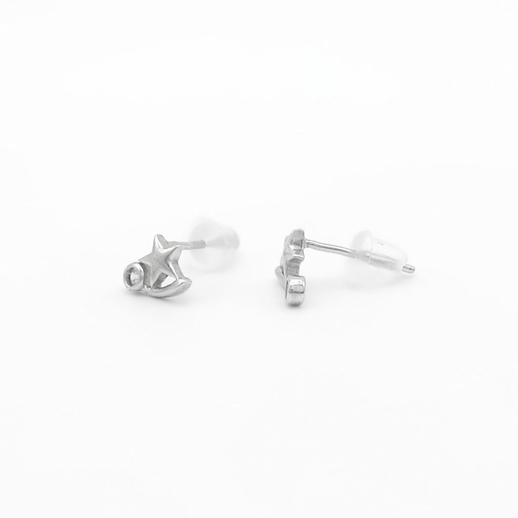Sterling Silver Shooting Star CZ Stud Earrings