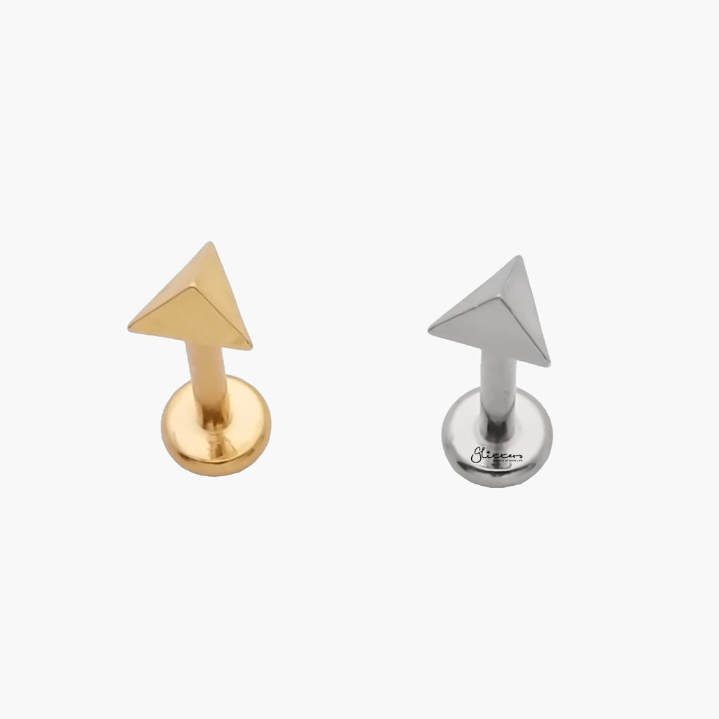 Triangle Top Titanium Flat Back Stud Earrings-Tragus | Cartilage | Daith | Conch-4-Glitters