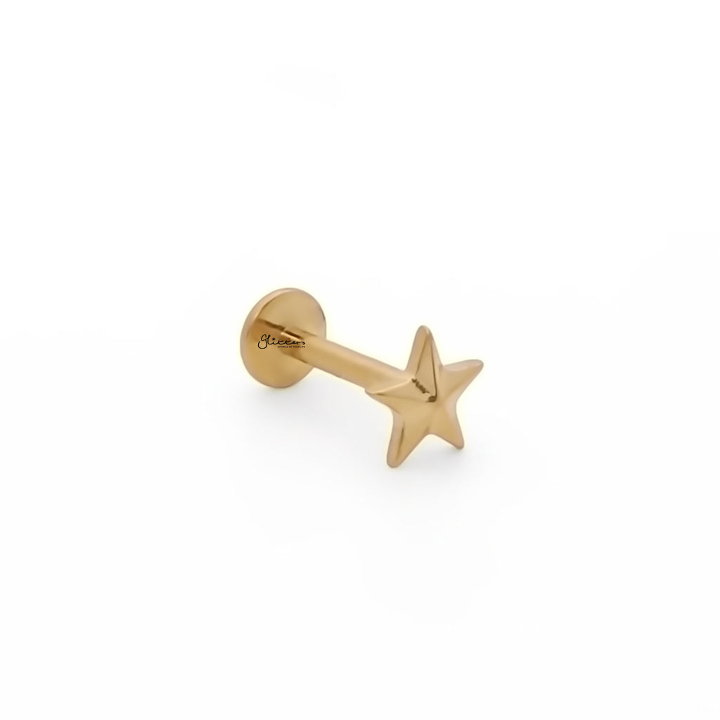 3D Star Titanium Flat Back Stud Earrings-Tragus | Cartilage | Daith | Conch-5-Glitters