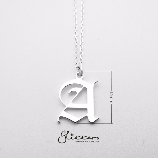 Personalized Sterling Silver Alphabet Necklace- Old English Font-Alphabet Necklace, Personalized-Alphabet-Glitters