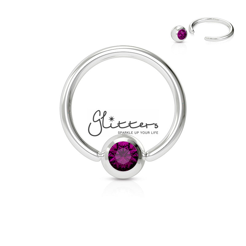 16GA 316L Surgical Steel Captive Bead Ring with Gem Ball-Body Piercing Jewellery, Captive Ring, Nipple Barbell, Septum Ring-CP000802-Glitters