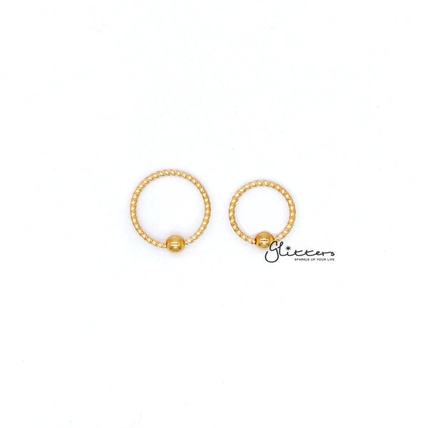 18GA Surgical Steel Twisted Rope Captive Bead Rings-Silver | Gold | Black-Body Piercing Jewellery, Captive Ring, Cartilage, Nose, Septum Ring-CP0012_-G-Glitters