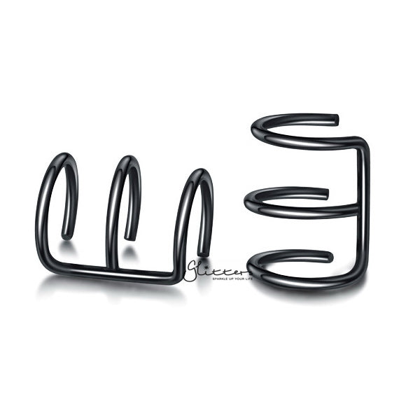 316L Surgical Steel Triple Lines Ear Cuffs - Non Piercing | Minimalist Ear Cuffs-Body Piercing Jewellery, Ear Cuffs, earrings, Jewellery, Women's Earrings, Women's Jewellery-EC0076-K_600-Glitters