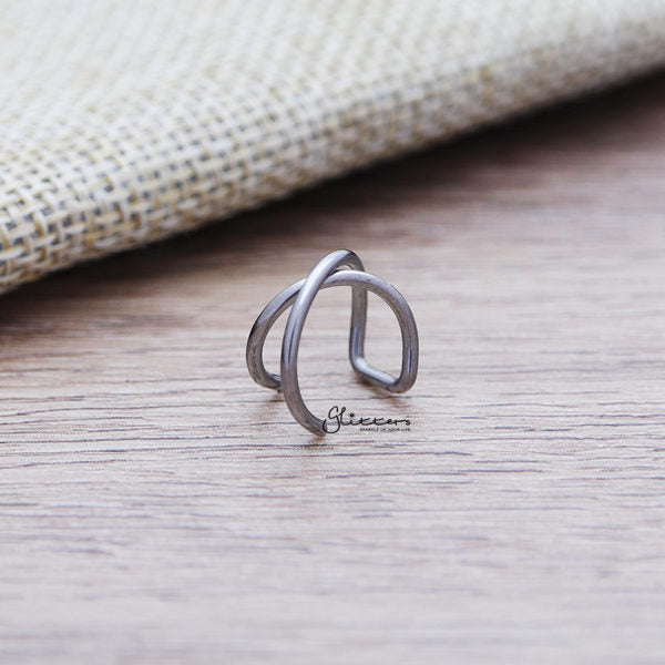 316L Surgical Steel Cross Line Ear Cuffs - Non Piercing | Minimalist Ear Cuffs-Body Piercing Jewellery, Ear Cuffs, earrings, Jewellery, Women's Earrings, Women's Jewellery-EC0078-s-Glitters