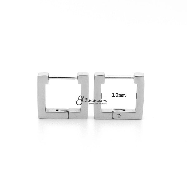 Stainless Steel Square Huggie Hoop Men's Earrings-earrings, Hoop Earrings, Huggie Earrings, Jewellery, Men's Earrings, Men's Jewellery, Stainless Steel-ER0121_Square_02_New-Glitters