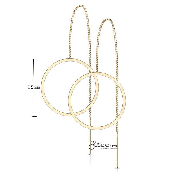 Stainless Steel Free Falling Chain Earrings with Hollow Circle - Gold-Chain Earring, Earrings, Jewellery, Stainless Steel, Women's Earrings, Women's Jewellery-ER1455_G_New-Glitters